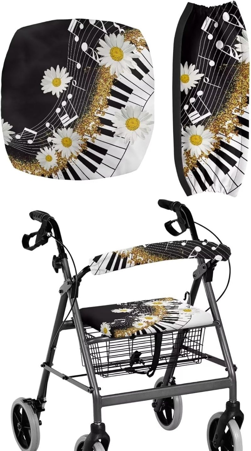 LedBack Daisy Rollator Walker Seat Cover Music Note Print Walker Accessories Walkers for Seniors Accessories Protective Cover - Image 1